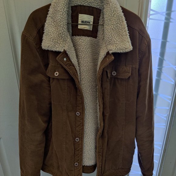 Brown sherpa lined corduroy jacket - Picture 1 of 5
